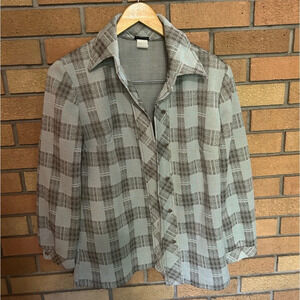 Vintage Stage 7 Plaid Grey Blazer Jacket Long Sleeved Collared Women’s